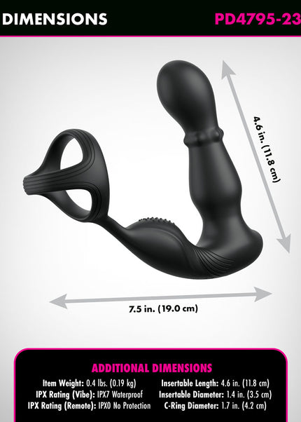 Anal Fantasy Elite Ass-Gasm Slide & Glide - Black USB Rechargeable Prostate Massage with Cock Ring