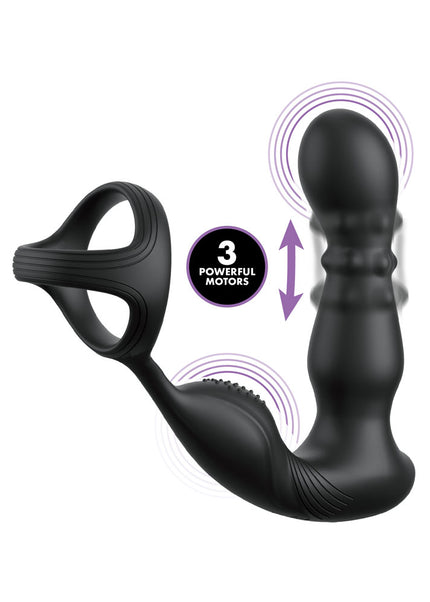 Anal Fantasy Elite Ass-Gasm Slide & Glide - Black USB Rechargeable Prostate Massage with Cock Ring
