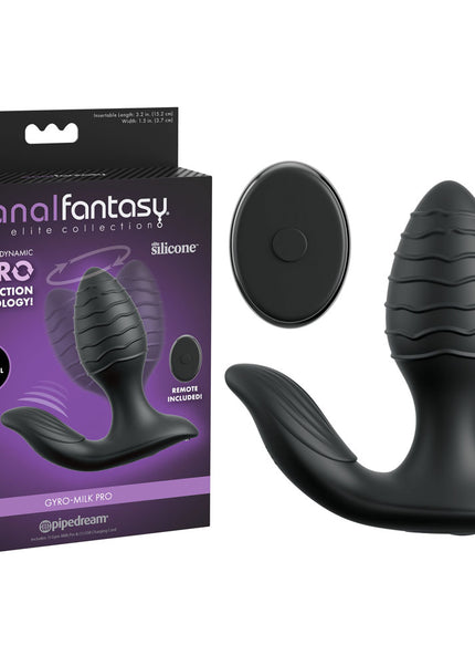 Anal Fantasy Elite Gyro-Milk Pro - Black - Black USB Rechargeable Gyrating Butt Plug