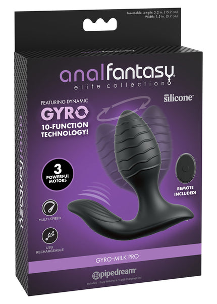 Anal Fantasy Elite Gyro-Milk Pro - Black - Black USB Rechargeable Gyrating Butt Plug