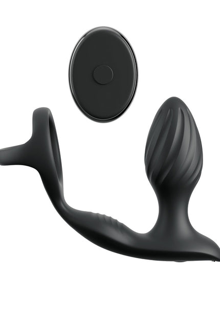 Anal Fantasy Elite Ass-Gasm Gyro-Milk Pro - Black USB Rechargeable Gyrating Butt Plug with Cock Ring
