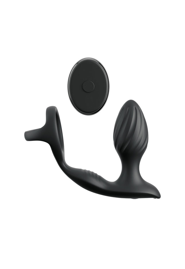 Anal Fantasy Elite Ass-Gasm Gyro-Milk Pro - Black USB Rechargeable Gyrating Butt Plug with Cock Ring