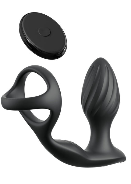 Anal Fantasy Elite Ass-Gasm Gyro-Milk Pro - Black USB Rechargeable Gyrating Butt Plug with Cock Ring