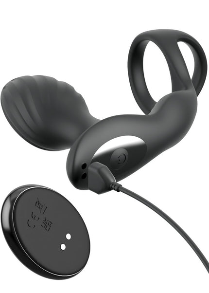 Anal Fantasy Elite Ass-Gasm Gyro-Milk Pro - Black USB Rechargeable Gyrating Butt Plug with Cock Ring