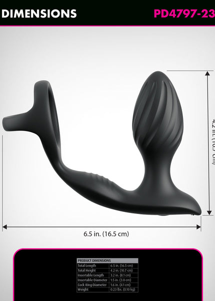 Anal Fantasy Elite Ass-Gasm Gyro-Milk Pro - Black USB Rechargeable Gyrating Butt Plug with Cock Ring