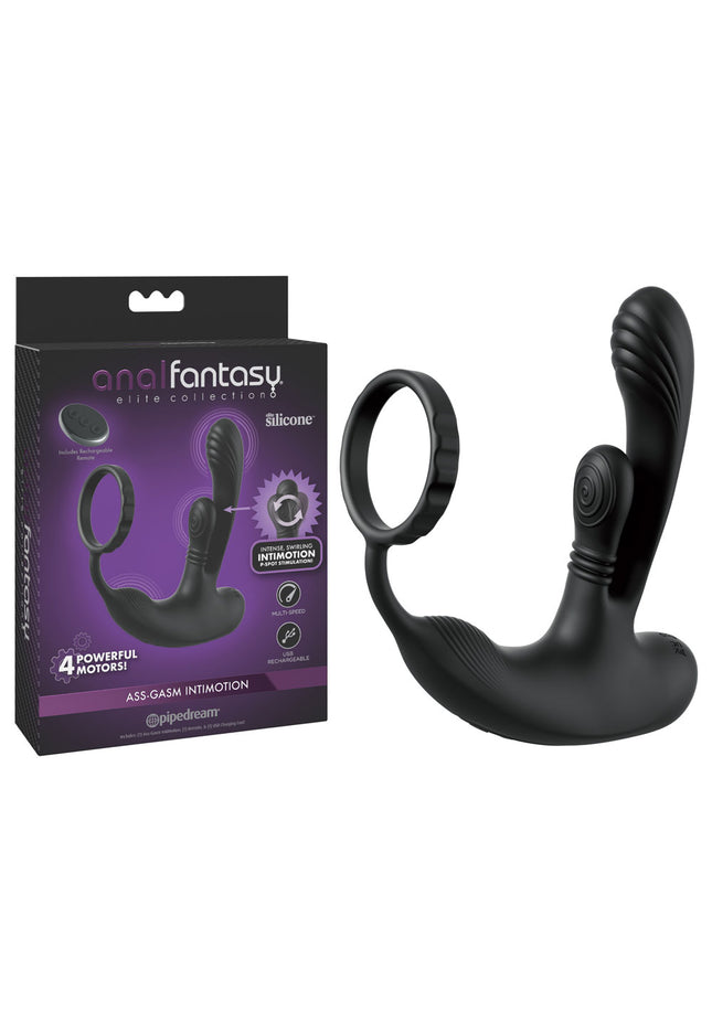 Anal Fantasy Elite Ass-Gasm intiMotion - Black USB Rechargeable Quad Motor Prostate Massager with Remote