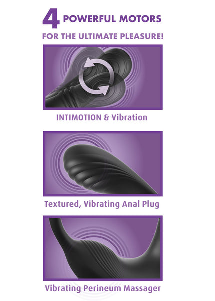 Anal Fantasy Elite Ass-Gasm intiMotion - Black USB Rechargeable Quad Motor Prostate Massager with Remote
