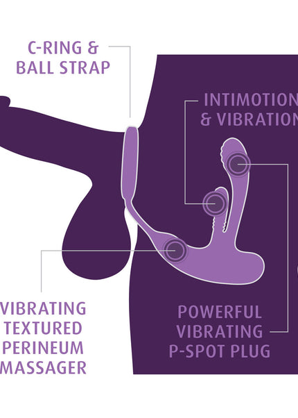Anal Fantasy Elite Ass-Gasm intiMotion - Black USB Rechargeable Quad Motor Prostate Massager with Remote