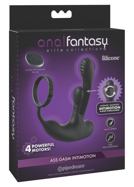 Anal Fantasy Elite Ass-Gasm intiMotion - Black USB Rechargeable Quad Motor Prostate Massager with Remote