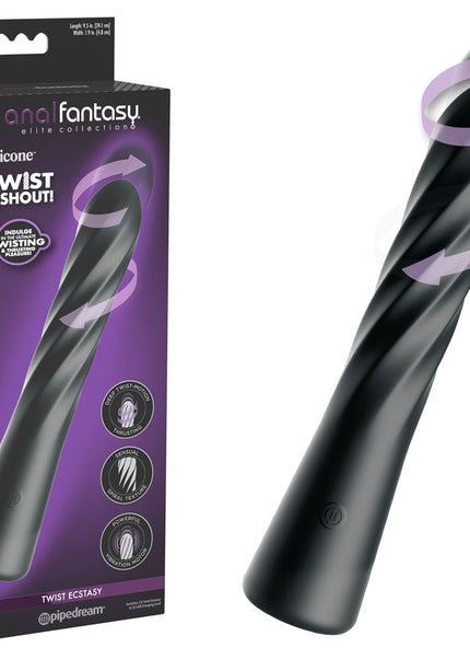 Anal Fantasy Elite Twist Ecstasy - Black - Black 24.1 cm USB Rechargeable Twisting & Thrusting Anal Vibrator