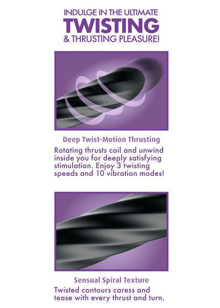 Anal Fantasy Elite Twist Ecstasy - Black - Black 24.1 cm USB Rechargeable Twisting & Thrusting Anal Vibrator