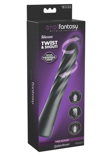 Anal Fantasy Elite Twist Ecstasy - Black - Black 24.1 cm USB Rechargeable Twisting & Thrusting Anal Vibrator