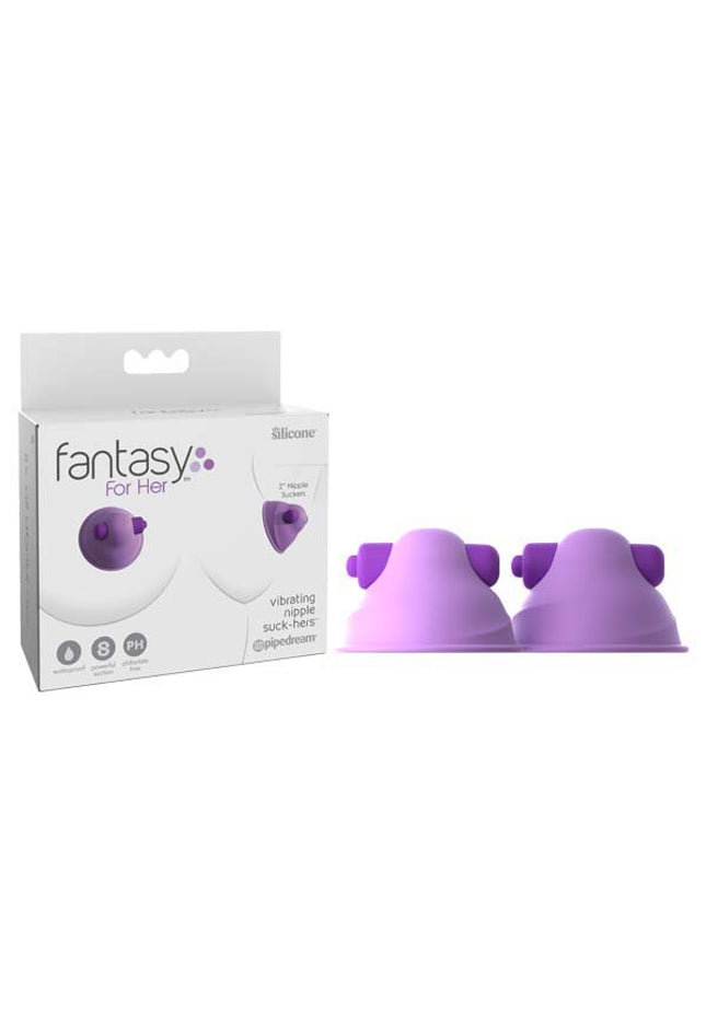 Fantasy For Her Vibrating Nipple Suck-Hers - Purple 5 cm Vibrating Nipple Suckers - Set of 2