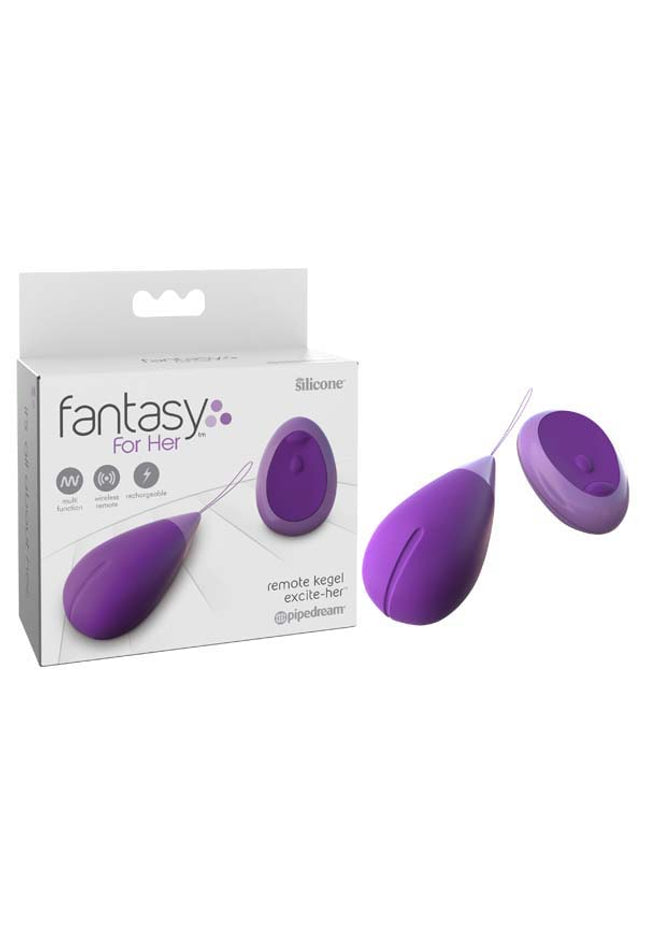 Fantasy For Her Remote Kegel Excite-Her - Purple USB Rechargeable Vibrating Kegel Trainer with Wireless Remote