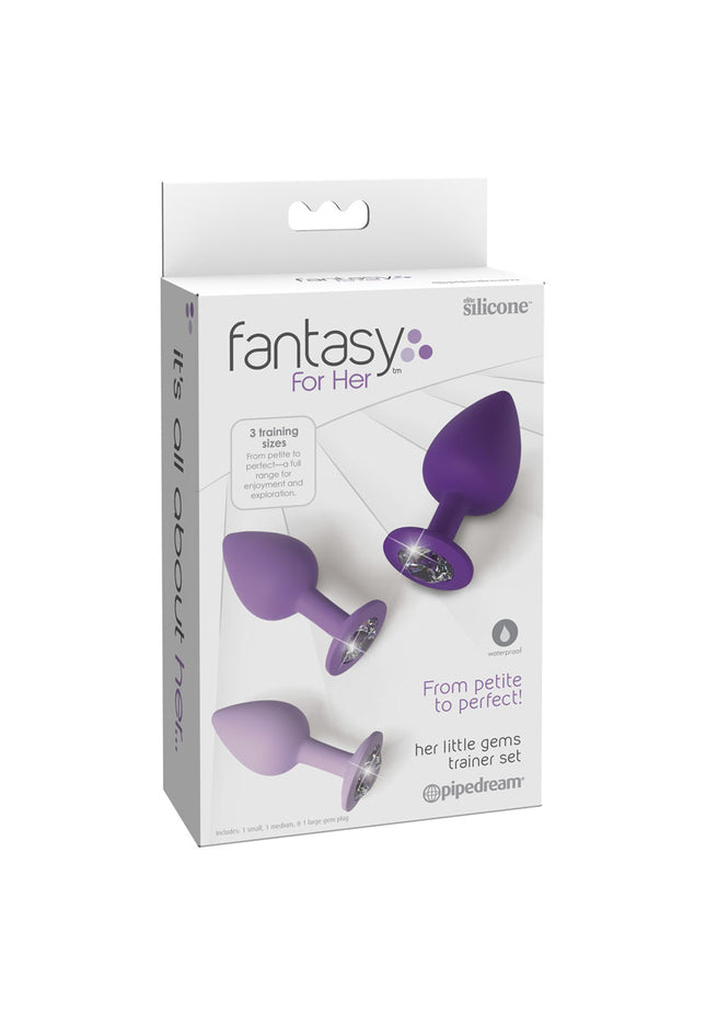 Fantasy For Her Little Gems Trainer Set - Purple Butt Plugs with Jewel Bases - Set of 3 Sizes