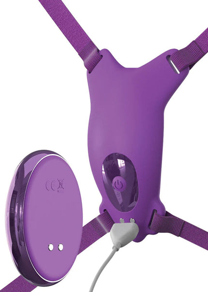Fantasy For Her Ultimate Butterfly Strap-On - Purple USB Rechargeable Strap-On Stimulator
