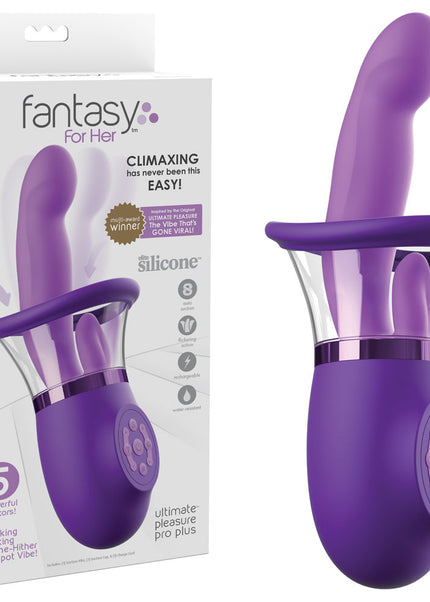 Fantasy For Her Ultimate Pleasure Pro Plus - Purple USB Rechargeable Sucking Licking & Flicking Vibrator