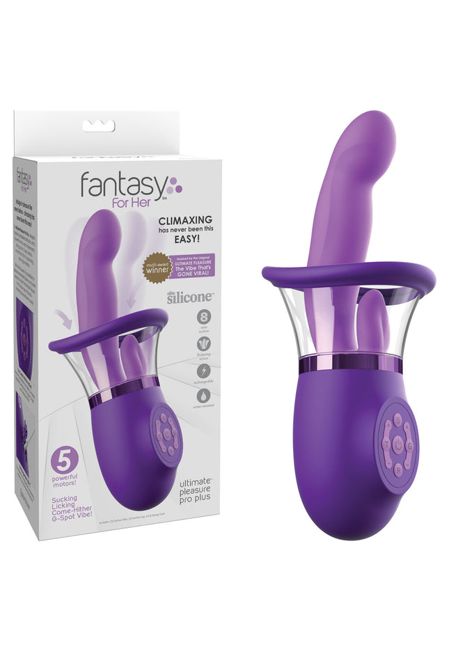 Fantasy For Her Ultimate Pleasure Pro Plus - Purple USB Rechargeable Sucking Licking & Flicking Vibrator