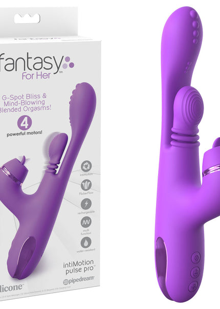 Fantasy For Her IntiMotion Pulse Pro - Purple 24 cm USB Rechargeable Swirling & Flicking Rabbit Vibrator