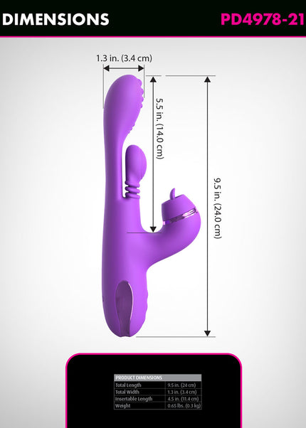 Fantasy For Her IntiMotion Pulse Pro - Purple 24 cm USB Rechargeable Swirling & Flicking Rabbit Vibrator