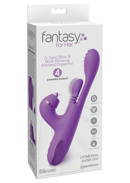Fantasy For Her IntiMotion Pulse Pro - Purple 24 cm USB Rechargeable Swirling & Flicking Rabbit Vibrator