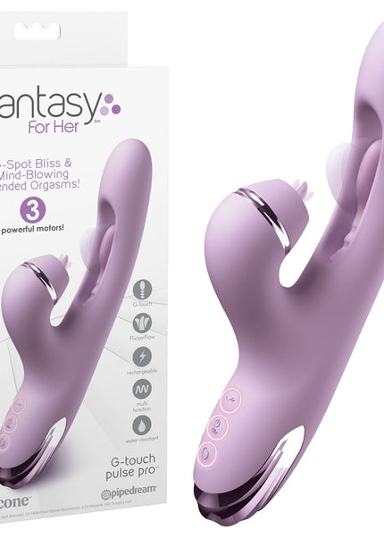 Fantasy For Her G-Touch Pulse Pro - Purple - Purple 23.4 cm USB Rechargeable Rabbit Vibrator with Flicking Shaft and Tip