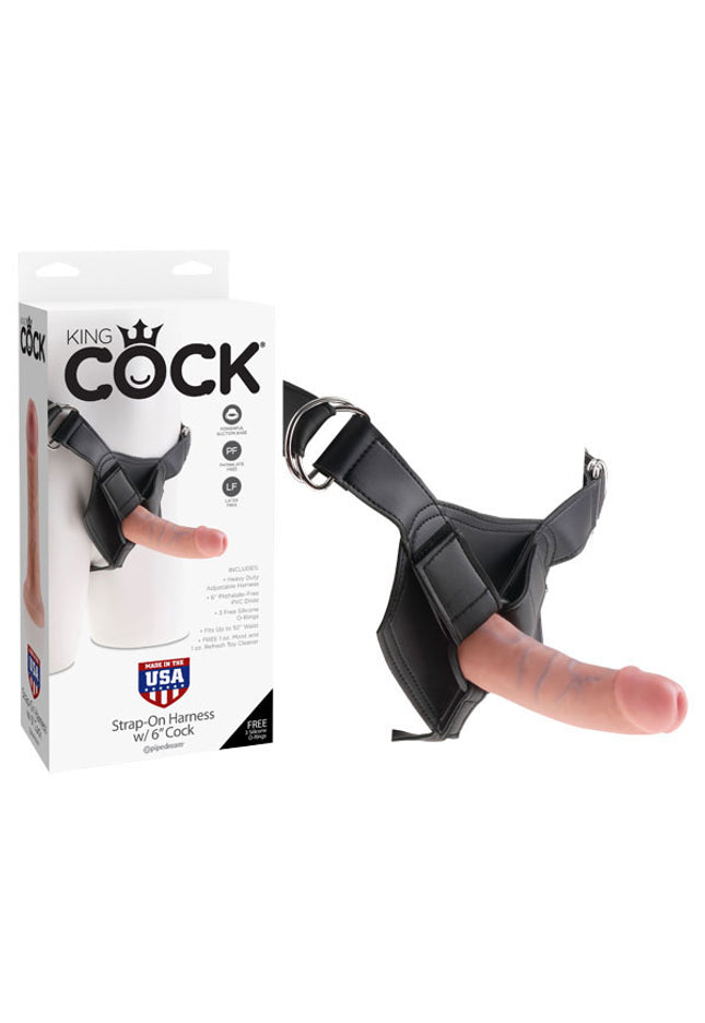 King Cock Strap-On Harness With 6'' Dong - Flesh 15.2 cm (6'') Strap-On