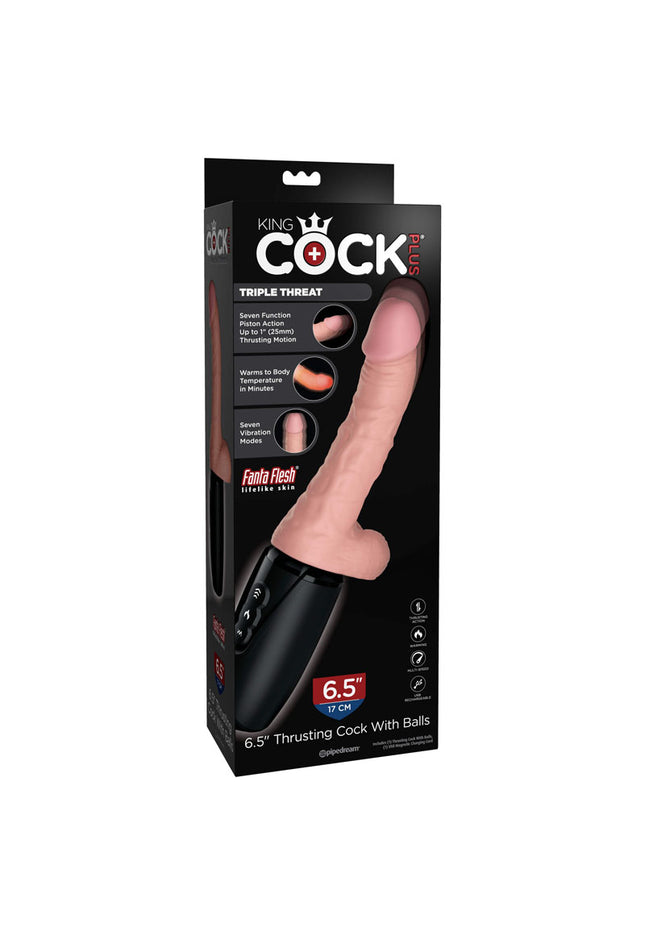 King Cock Plus 6.5'' Thrusting Cock with Balls - Flesh 16.5 cm Thrusting Dong