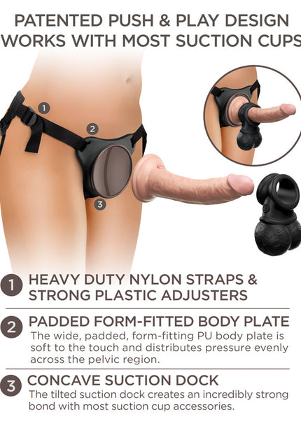 King Cock Elite Ultimate Vibrating Silicone Body Dock Kit - Body Dock Strap-On Harness with 17.8 cm Vibrating Dong & Vibrating Balls
