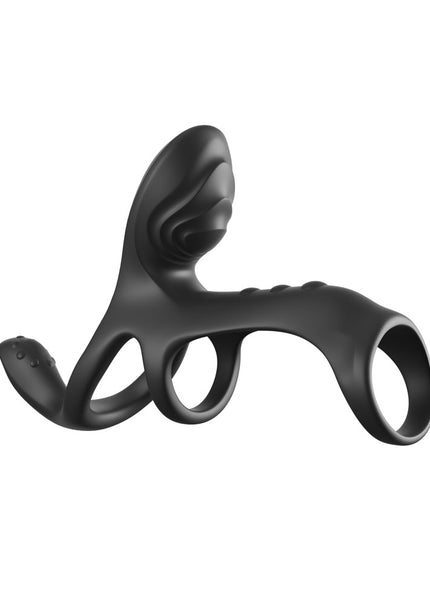 Fantasy C-Ringz Ultimate Couples Cage Max - Black USB Rechargeable Vibrating Cock Ring Cage