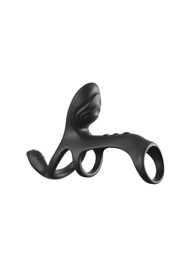 Fantasy C-Ringz Ultimate Couples Cage Max - Black USB Rechargeable Vibrating Cock Ring Cage