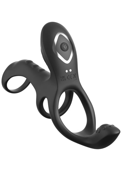 Fantasy C-Ringz Ultimate Couples Cage Max - Black USB Rechargeable Vibrating Cock Ring Cage