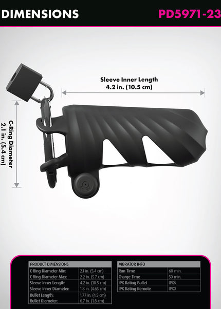 Fantasy C-Ringz Remote-Controlled Vibrating Cock Blocker - Black Vibrating Cock Cage