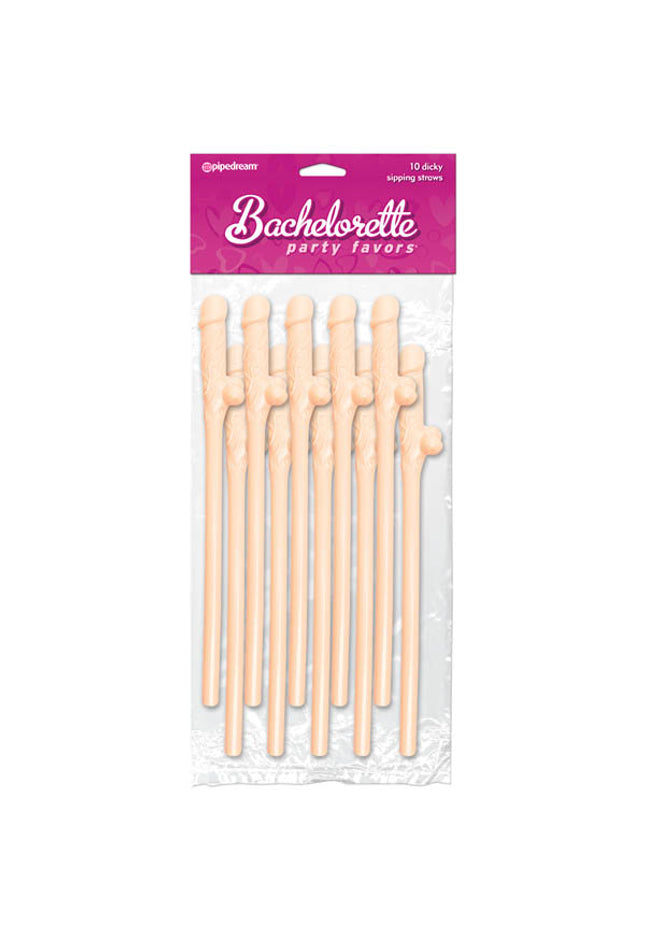 Bachelorette Party Favors - Dicky Sipping Straws - Flesh Straws - Set of 10