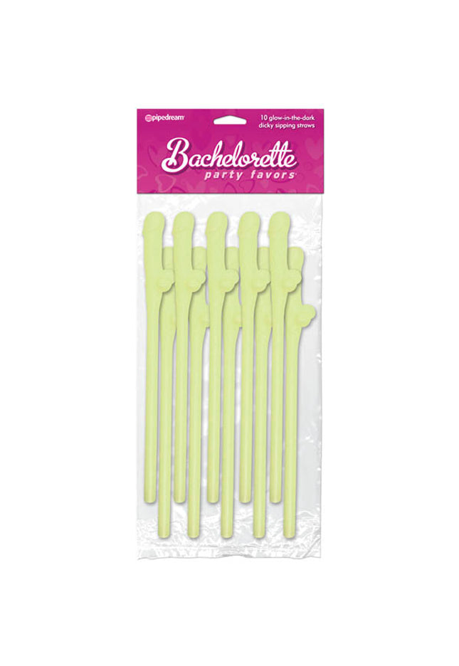 Bachelorette Party Favors - Dicky Sipping Straws - Glow in the Dark Straws - Set of 10