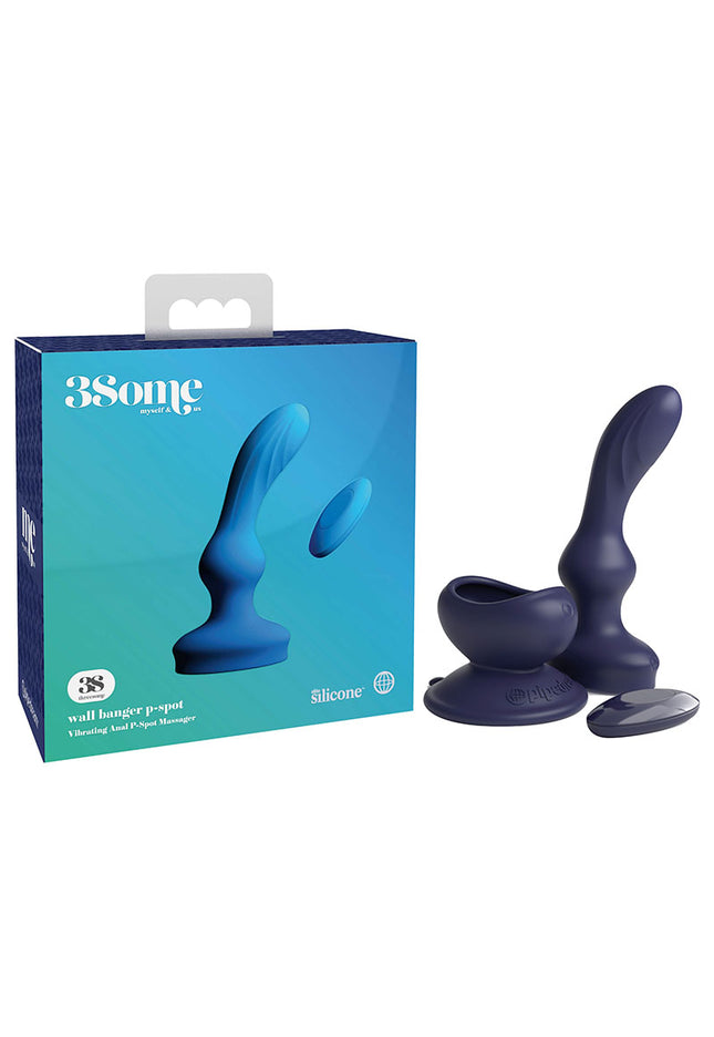 3Some Wall Banger P-Spot - Blue USB Rechargeable Vibrating Prostate Massager with Remote