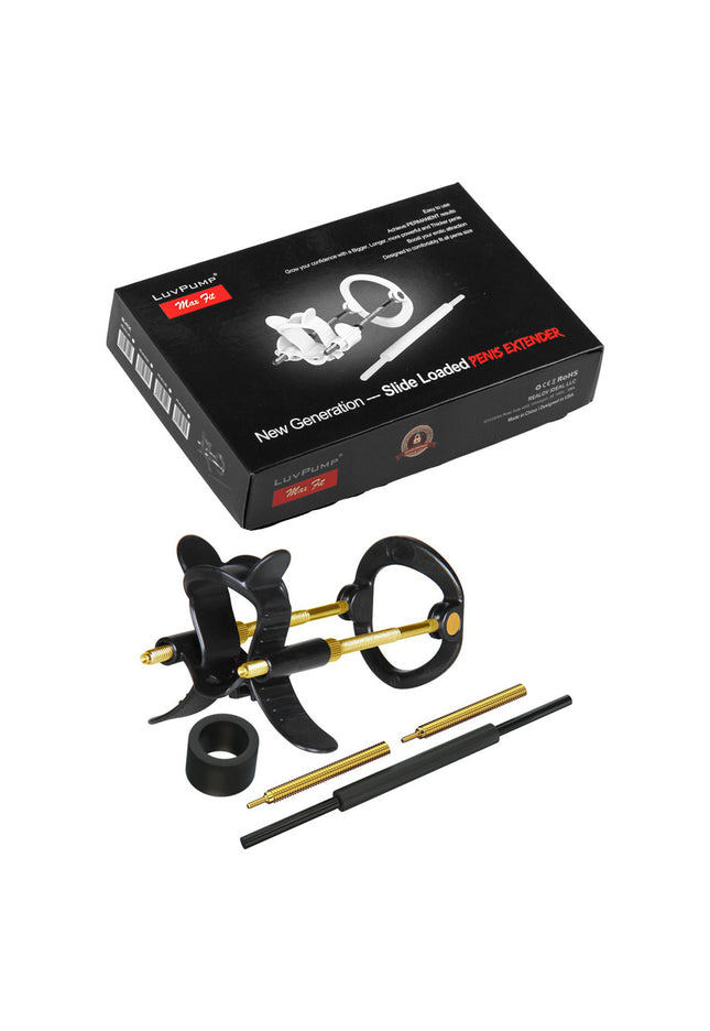LuvPump Max Fit Hybrid Penis Extender - Black - Black Penis Extender Kit