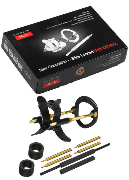 LuvPump Max Fit Luxury Penis Extender - Black - Black Penis Extender Kit