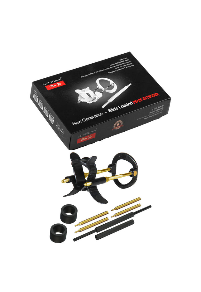 LuvPump Max Fit Luxury Penis Extender - Black - Black Penis Extender Kit