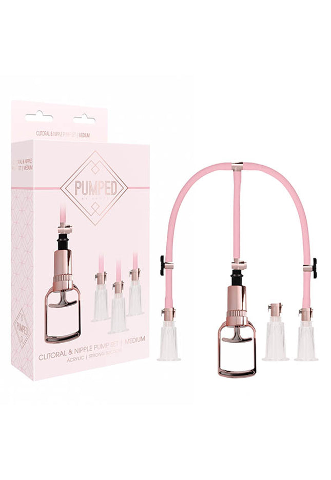 Pumped Clitoral & Nipple Pump Set - Rose Medium Female Pump Set