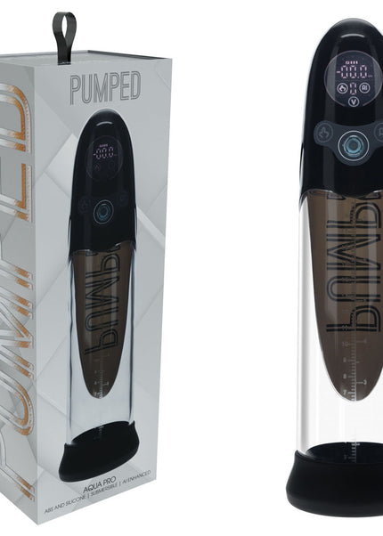 PUMPED Aqua-Pro Auto Pump - Black - Black/Clear USB Rechargeable AI-Enabled Submersible Auto Penis Pump