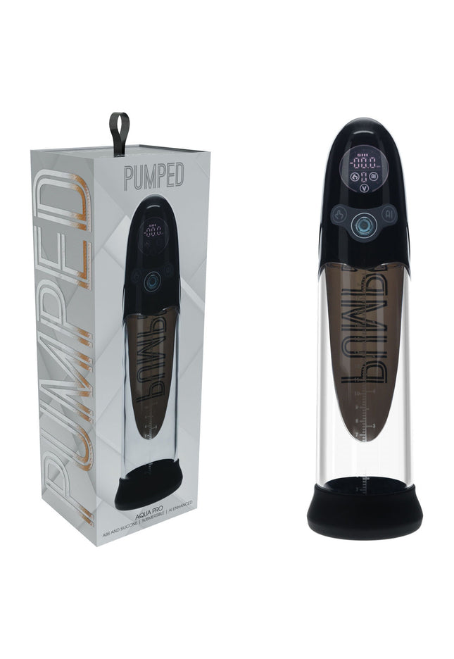 PUMPED Aqua-Pro Auto Pump - Black - Black/Clear USB Rechargeable AI-Enabled Submersible Auto Penis Pump