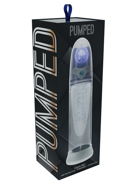 PUMPED Aqua-Pro Auto Pump - Grey - Grey/Clear USB Rechargeable AI-Enabled Submersible Auto Penis Pump