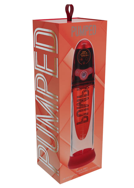 PUMPED Aqua-Pro Auto Pump - Red - Red/Clear USB Rechargeable AI-Enabled Submersible Auto Penis Pump
