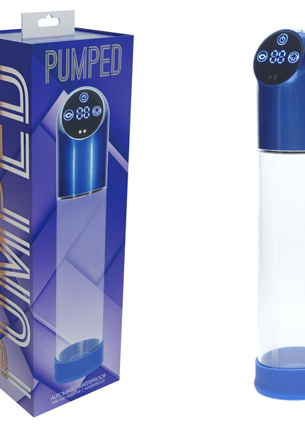 PUMPED Automatic Waterproof Pump - Metal Blue - Blue/Clear USB Rechargeable Automatic Penis Pump