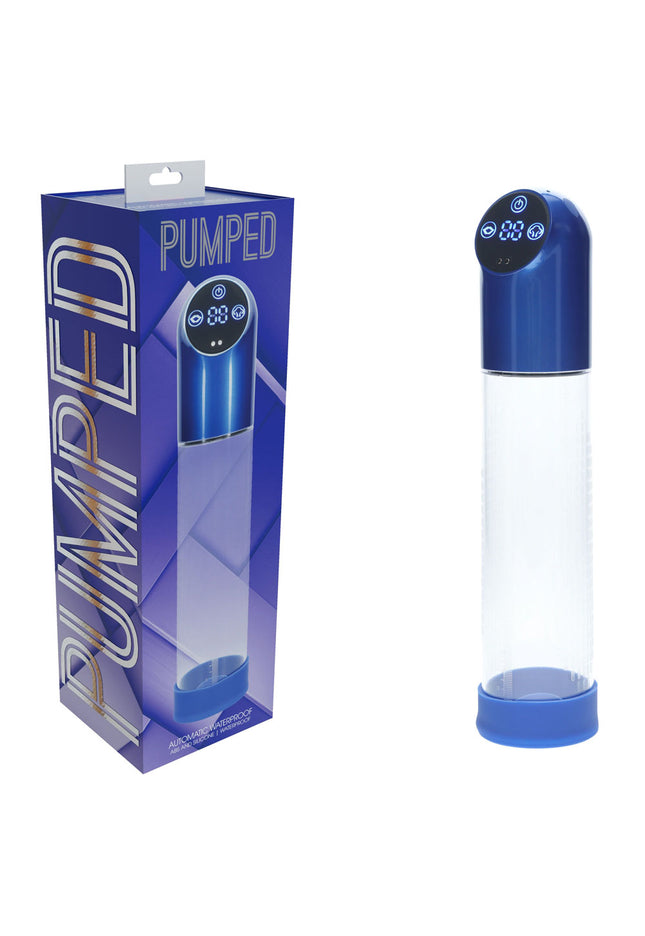 PUMPED Automatic Waterproof Pump - Metal Blue - Blue/Clear USB Rechargeable Automatic Penis Pump