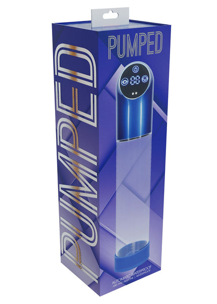 PUMPED Automatic Waterproof Pump - Metal Blue - Blue/Clear USB Rechargeable Automatic Penis Pump