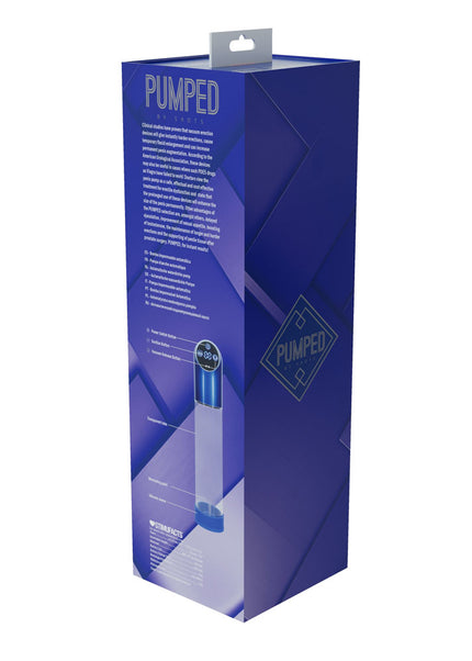 PUMPED Automatic Waterproof Pump - Metal Blue - Blue/Clear USB Rechargeable Automatic Penis Pump