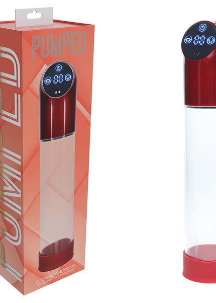PUMPED Automatic Waterproof Pump - Metal Red - Red/Clear USB Rechargeable Automatic Penis Pump