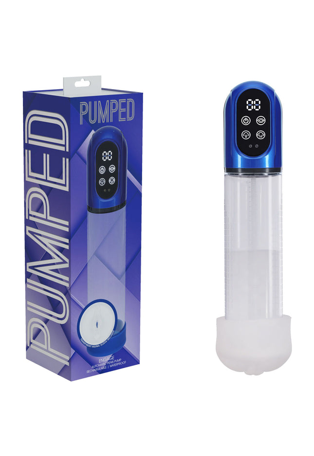 PUMPED Engage Automatic Penis Pump - Blue - Metallic Blue USB Rechargeable Auto Penis Pump